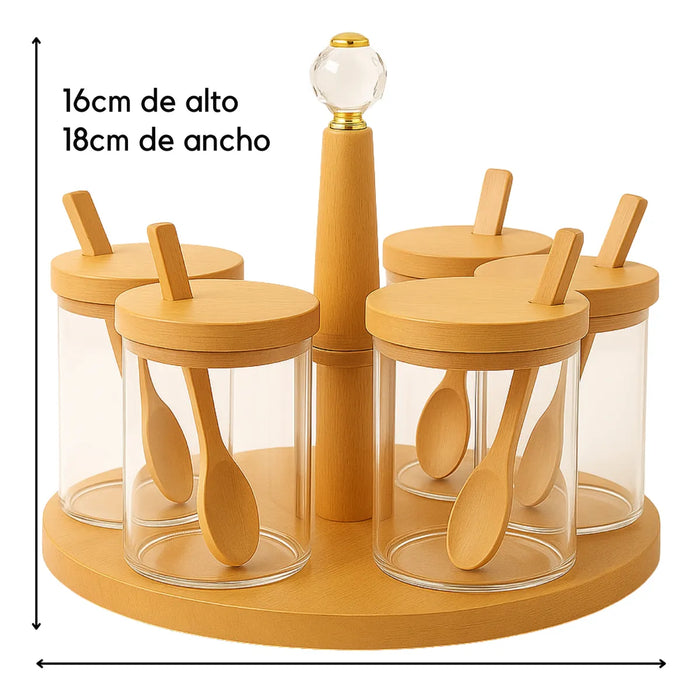 Porta Condimentero 5 Especieros Giratorio Organizador Cocina