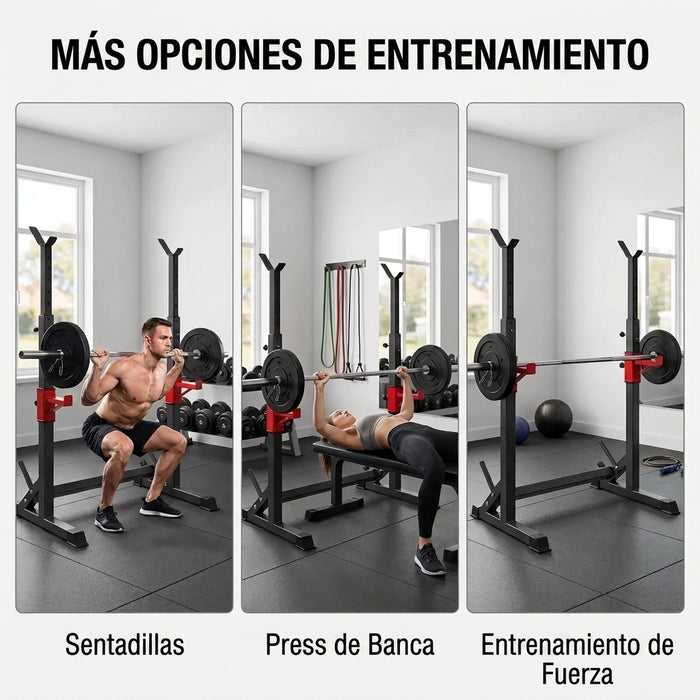 Press Banca Multifuncional Rack Squat Porta Pesa Ajustable