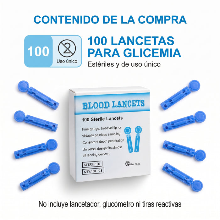 X100 Lancetas Esteril Glicemia Lancetas Insulina Universal