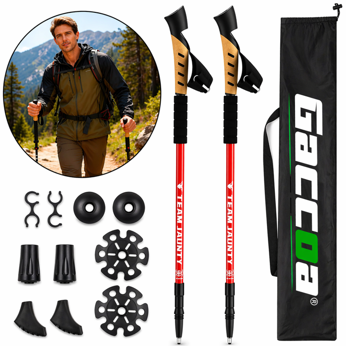 2x Bastones Trekking Aluminio Ajustable Senderismo 3 Tramos