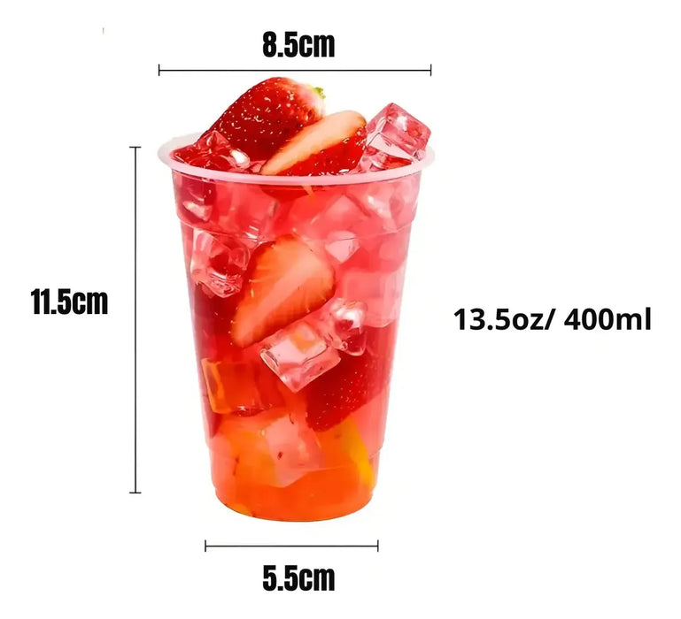 X50 Vaso Desechable Plastico Fiesta 13oz Vasos Bebidas 400ml Transparente