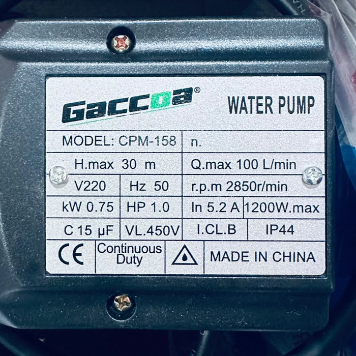 Bomba Agua Electrica Presion Centrifuga 1 Hp Monofasica 220v