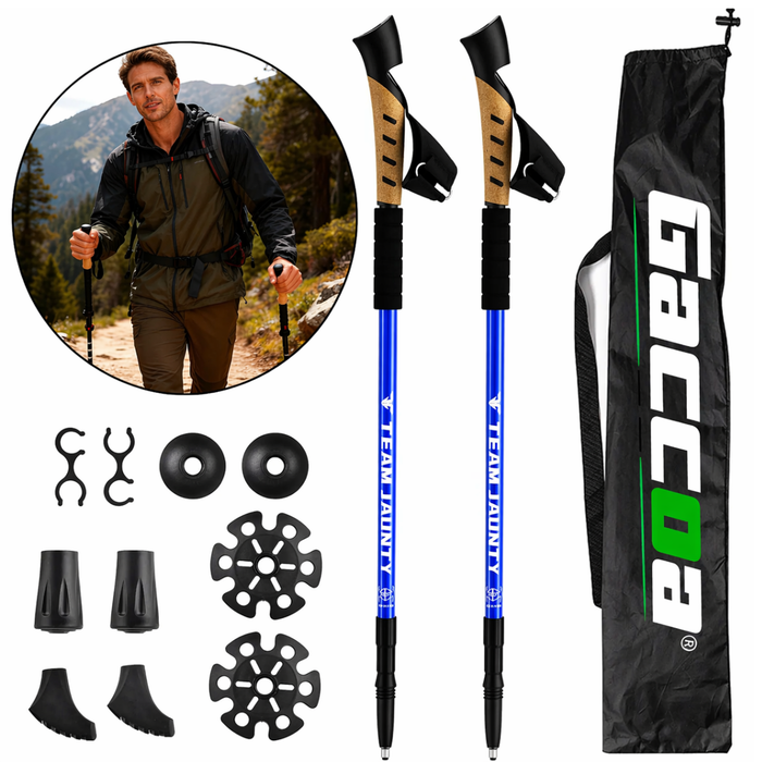 2x Bastones Trekking Aluminio Ajustable Senderismo 3 Tramos