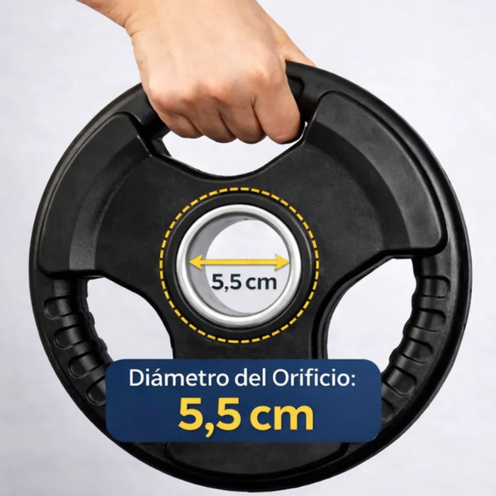 Disco Olímpico Agarres Pesas Mancuernas Engomado Gym
