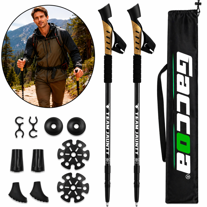 2x Bastones Trekking Aluminio Ajustable Senderismo 3 Tramos
