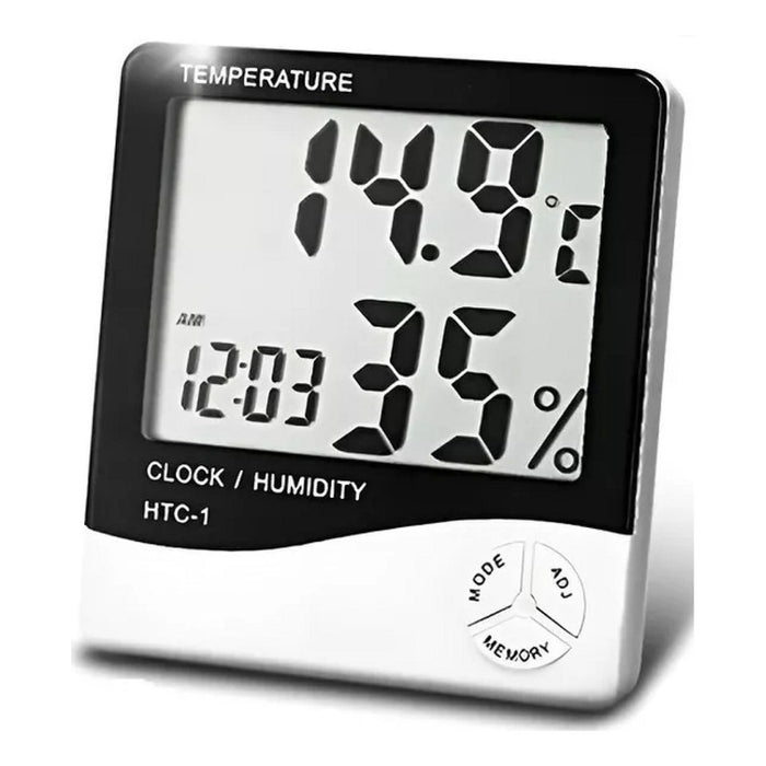 Termohigrometro Digital Higrometro Reloj Temperatura Htc-2