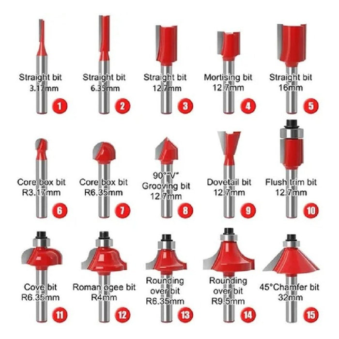 Pack 15 Fresas Madera Fresas Para Madera Herramientas Router